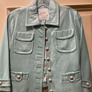 Pale blue leather jacket